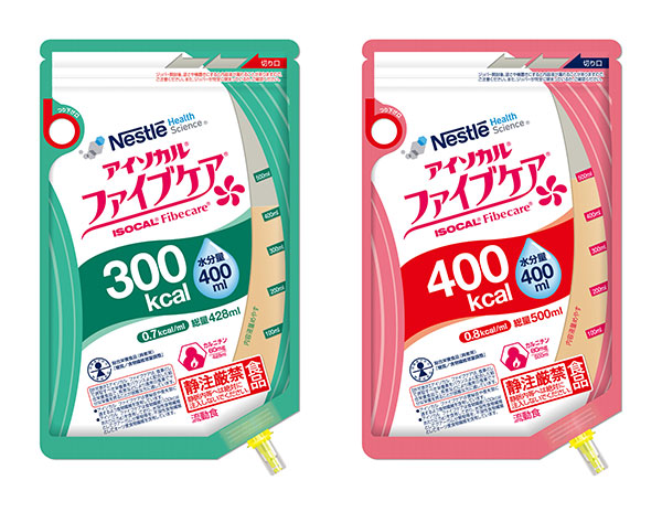 アイソカル ファイブケア:食物繊維グアーガム加水分解物 (PHGG) 配合、1.5kcal/mlの流動食。たんぱく質　3.8g/100kcal.乳糖ゼロ.脂質中の36%がMCT (中鎖脂肪酸油).食物繊維グアーガム加水分解物 (PHGG) 配合