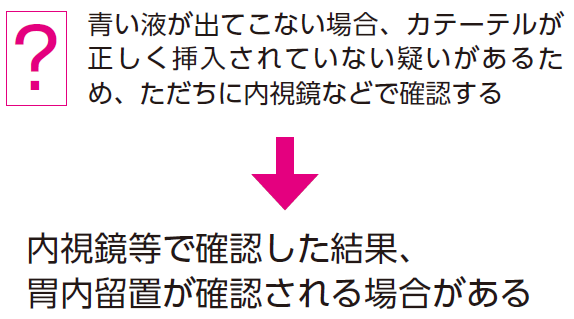 内視鏡で確認した結果、胃内留置が確認される場合がある