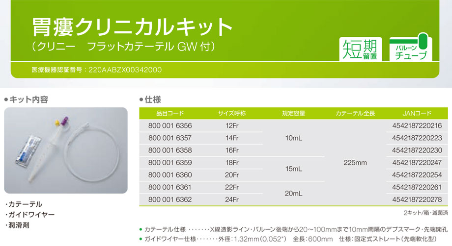 PEGソリッドの仕様。別売ニプロカテーテル用シリンジ。