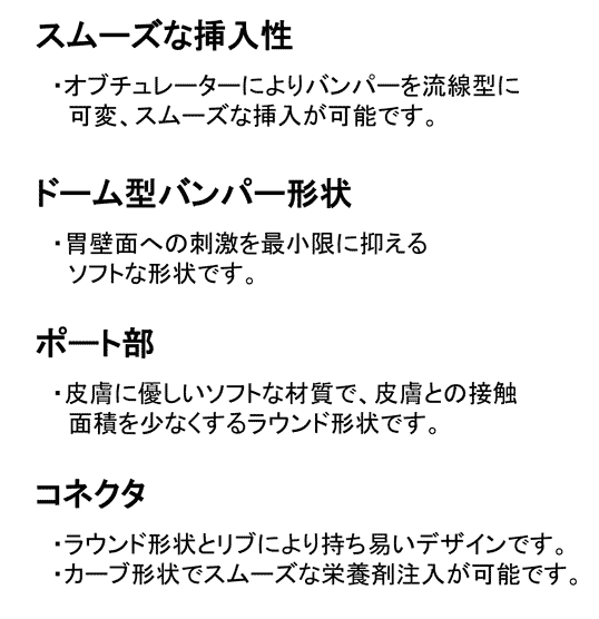 バンパー型ボタンタイプの交換用胃瘻カテーテル