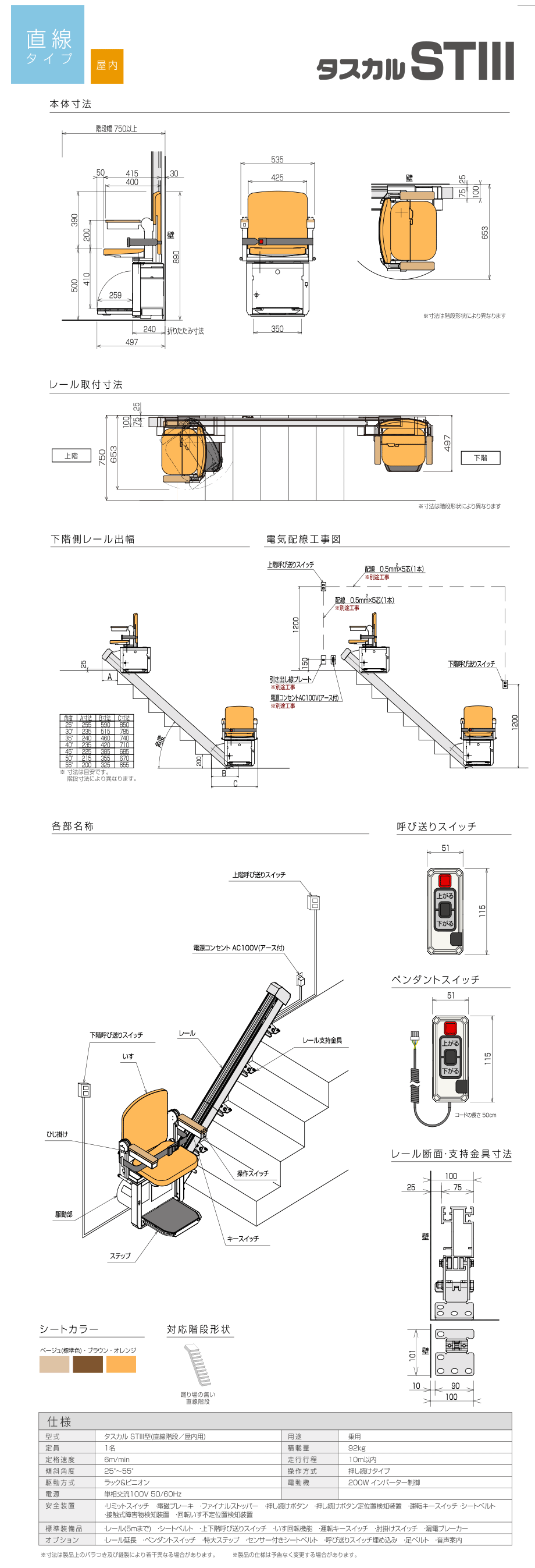 タスカルSTⅢ諸元表・寸法