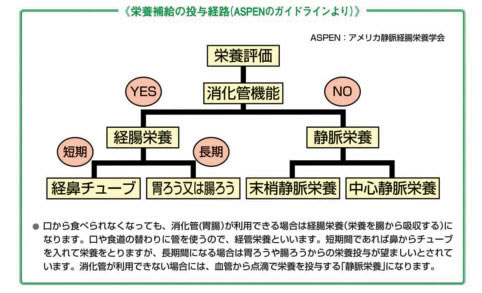 栄養補給の投与経路（ASPENのガイドラインより）