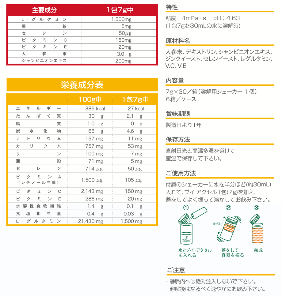 主要成分/栄養成分表