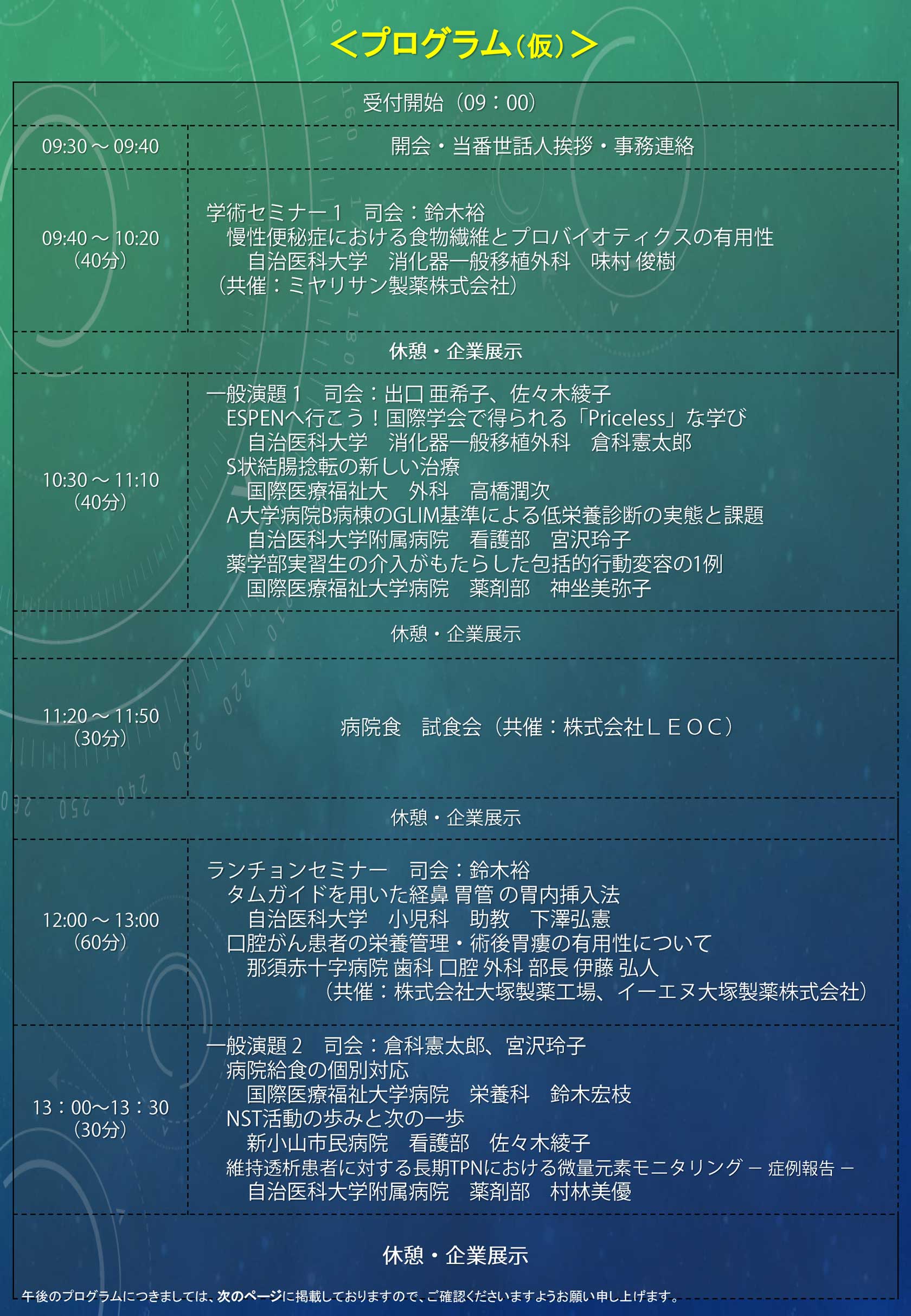 第10回那須栄養リハビリ研究会のプログラム1